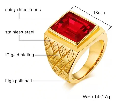 Anillo Color Plata Piedra Cz Clásico Acero Inoxidable Hombre