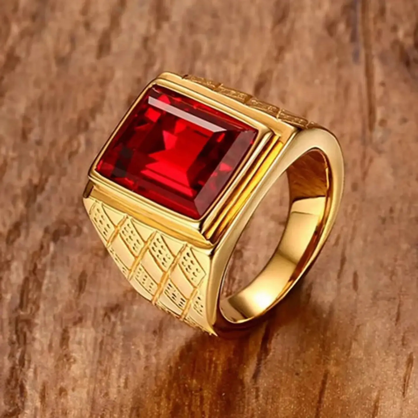 Anillo Color Plata Piedra Cz Clásico Acero Inoxidable Hombre 6