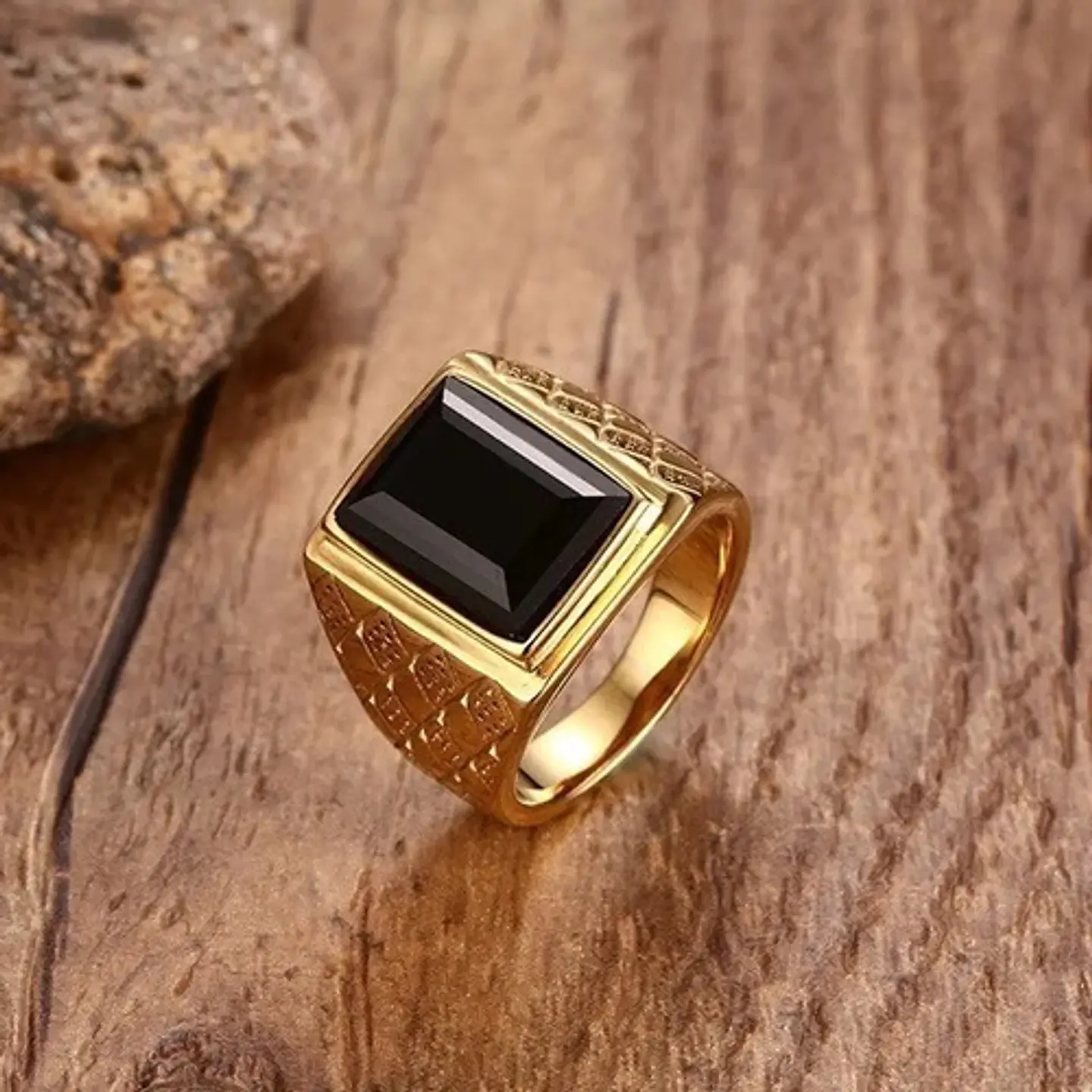 Anillo Color Plata Piedra Cz Clásico Acero Inoxidable Hombre 9