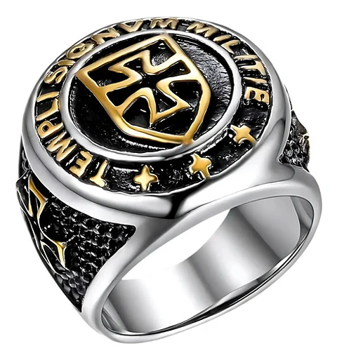 Anillo Color Oro Cruz Templario Acero Inoxidable Para Hombre