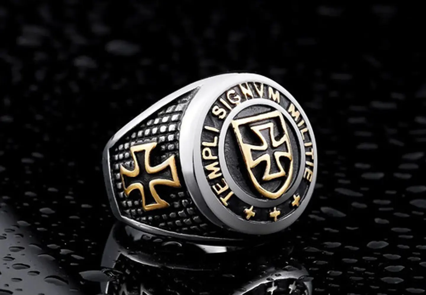 Anillo Color Oro Cruz Templario Acero Inoxidable Para Hombre 4