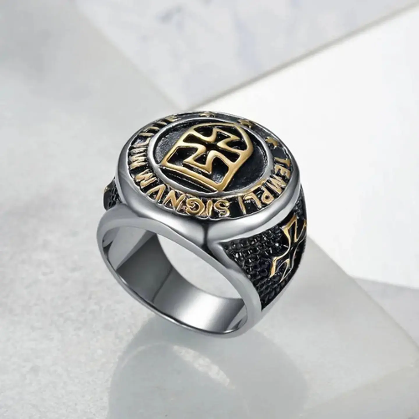 Anillo Color Oro Cruz Templario Acero Inoxidable Para Hombre 7