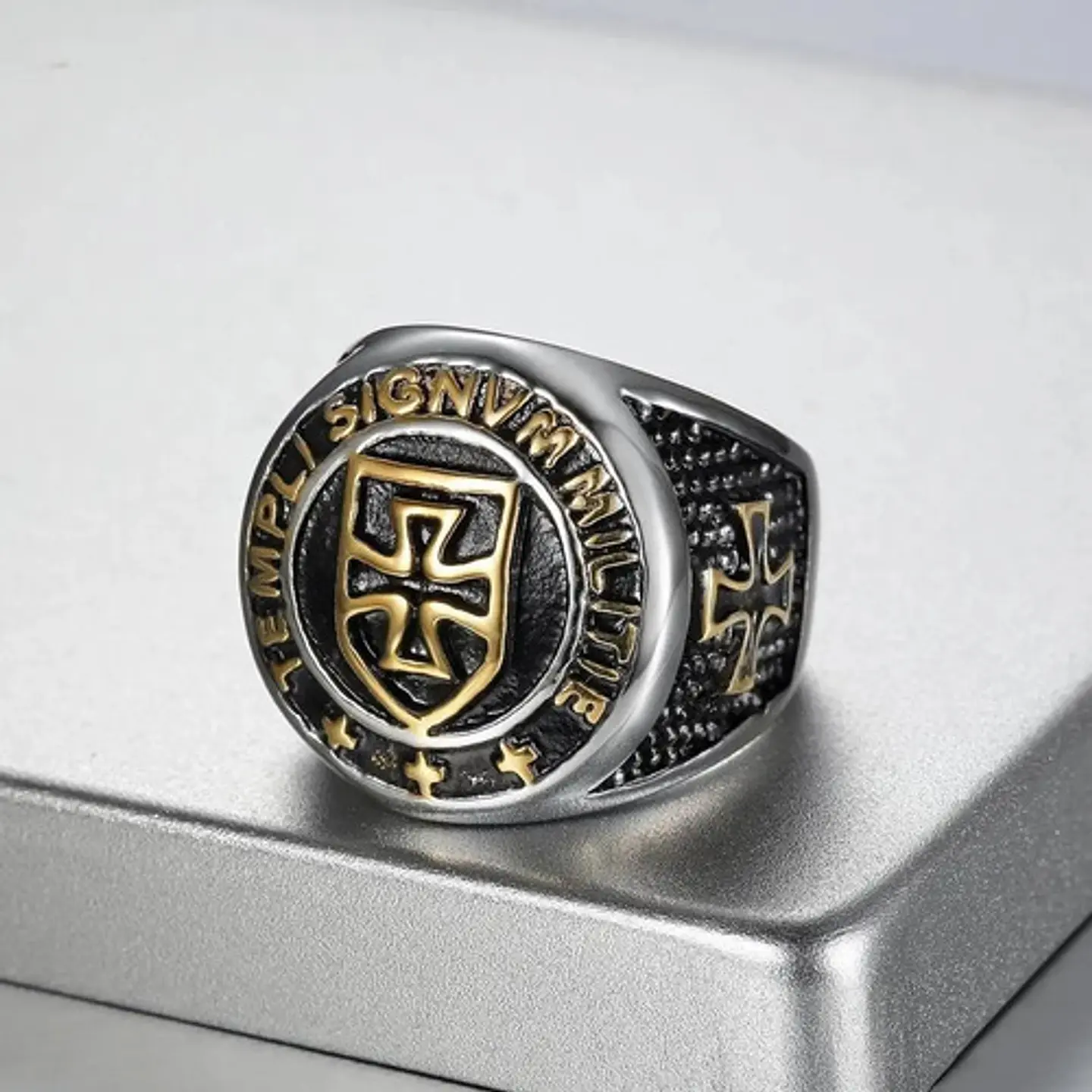 Anillo Color Oro Cruz Templario Acero Inoxidable Para Hombre 9