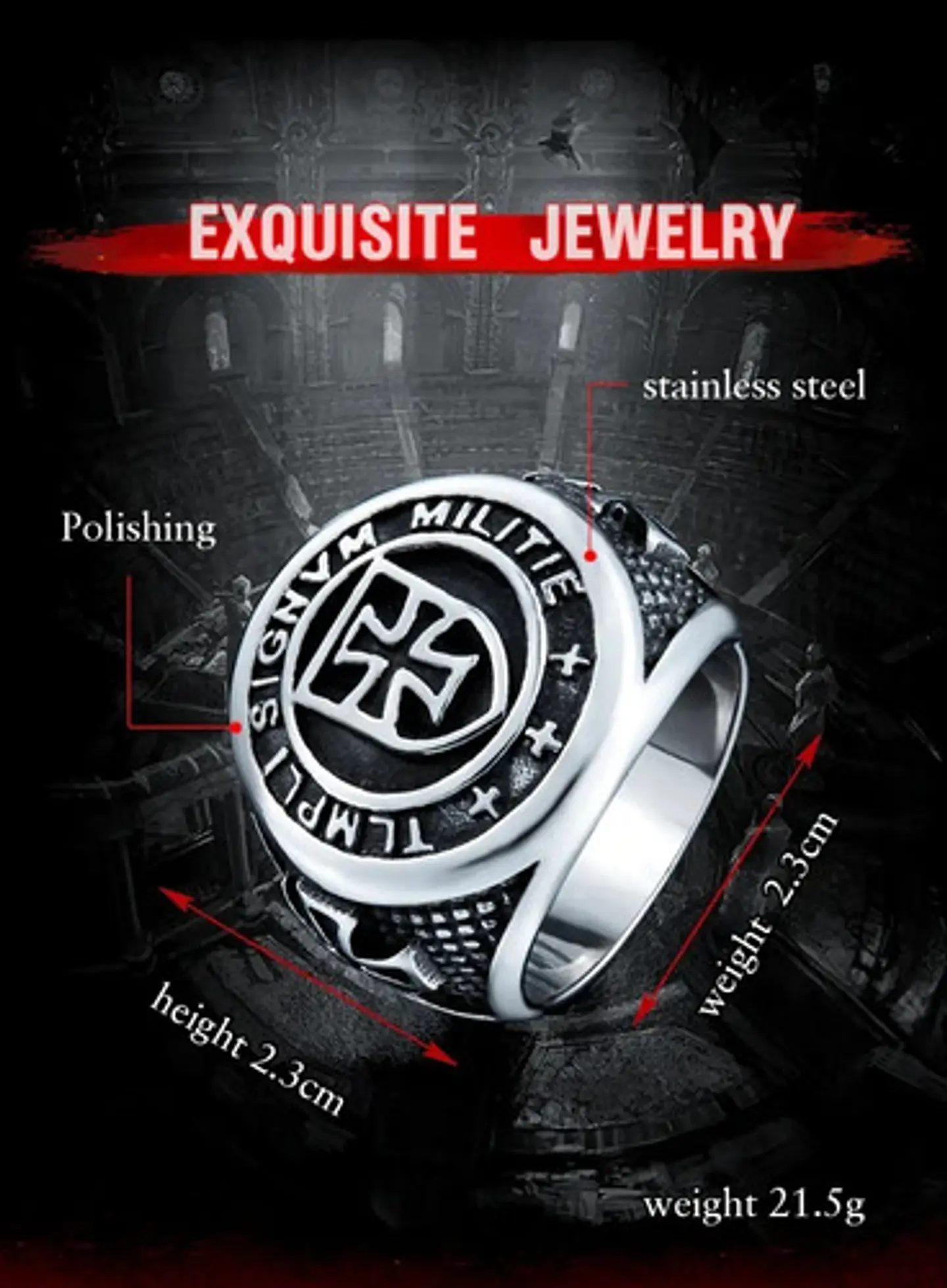 Anillo Color Oro Cruz Templario Acero Inoxidable Para Hombre 15