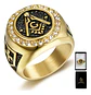 Anillo Para Hombres Piedras Cz Masón Cruz De Acero Color Oro - Miniatura 1