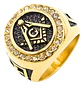 Anillo Para Hombres Piedras Cz Masón Cruz De Acero Color Oro - Miniatura 2