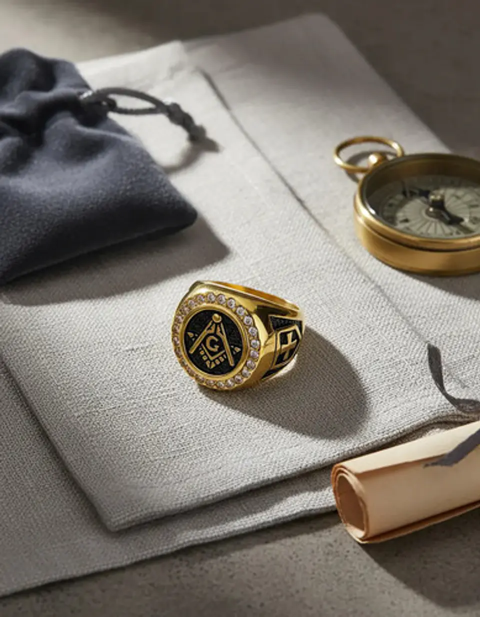 Anillo Para Hombres Piedras Cz Masón Cruz De Acero Color Oro 8
