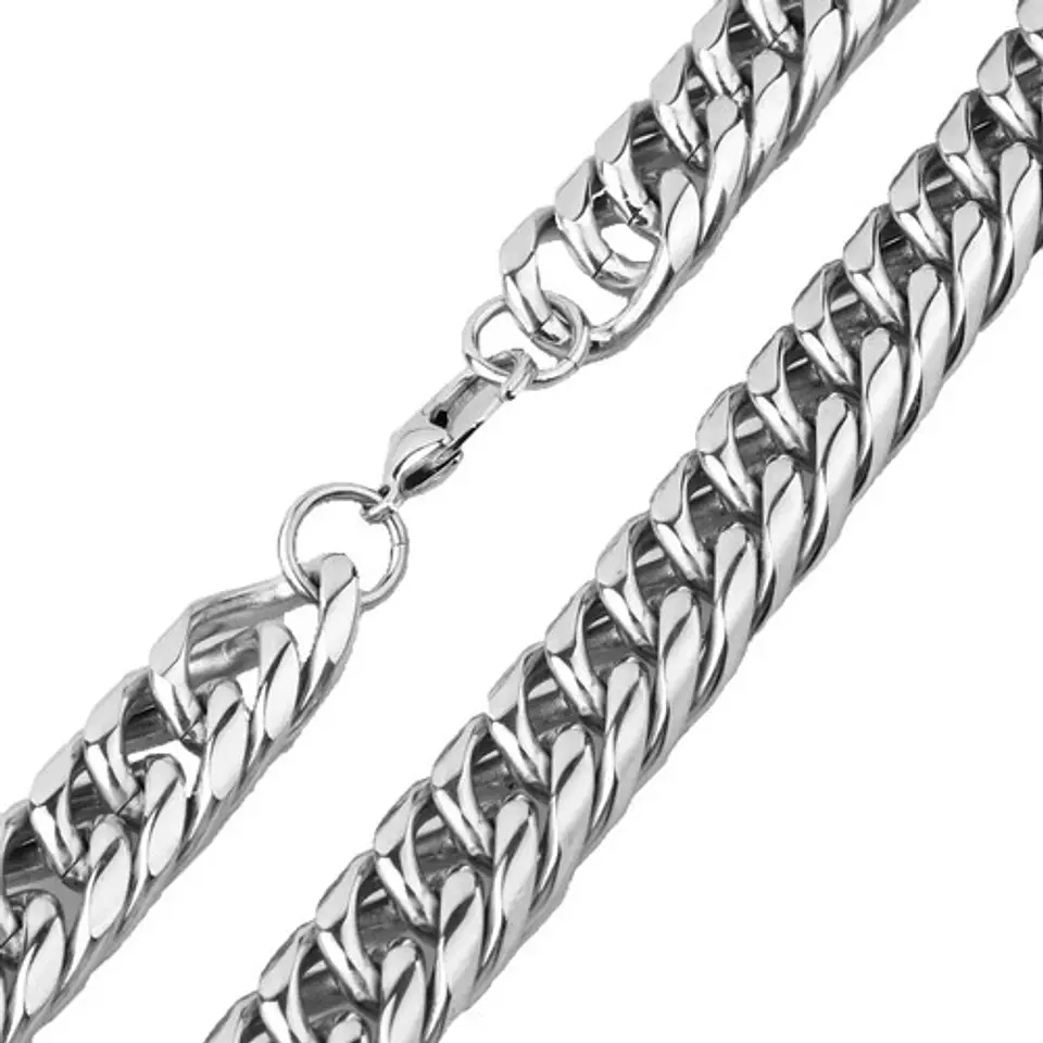 Cadena Cubana Color Plata Acero Inoxidable 1.6 Cm Hombre 1