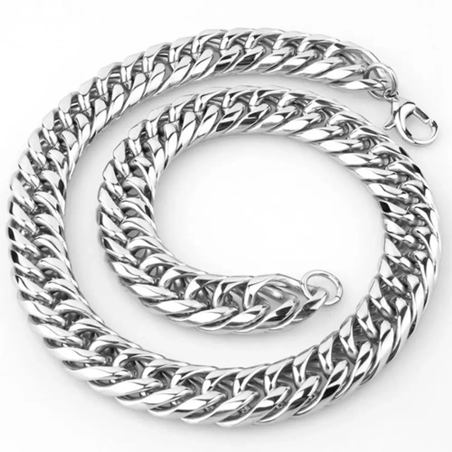 Cadena Cubana Color Plata Acero Inoxidable 1.6 Cm Hombre 2