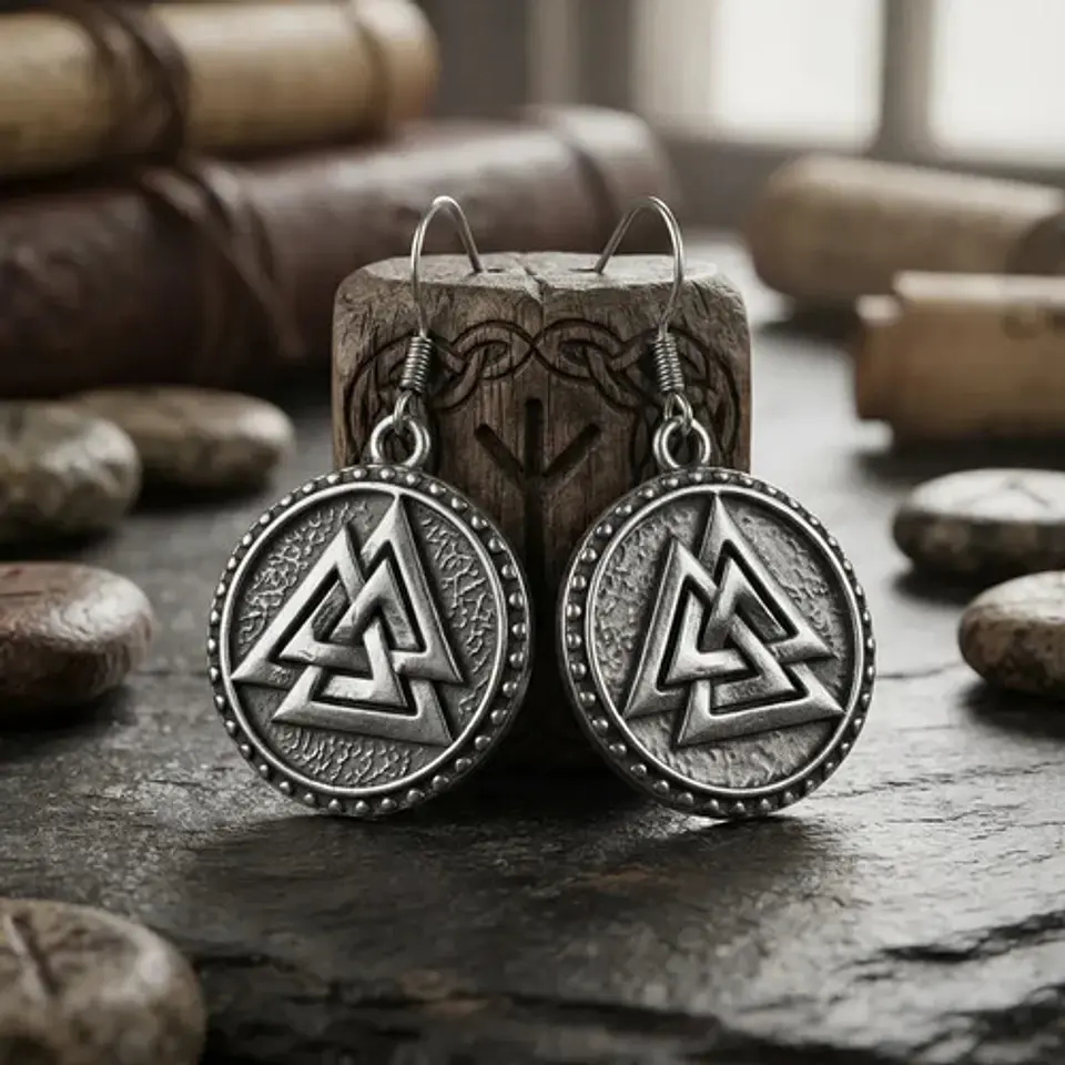 Aretes Para Mujer Pendientes Vikingo Nórdicos Runa Triangulo 2