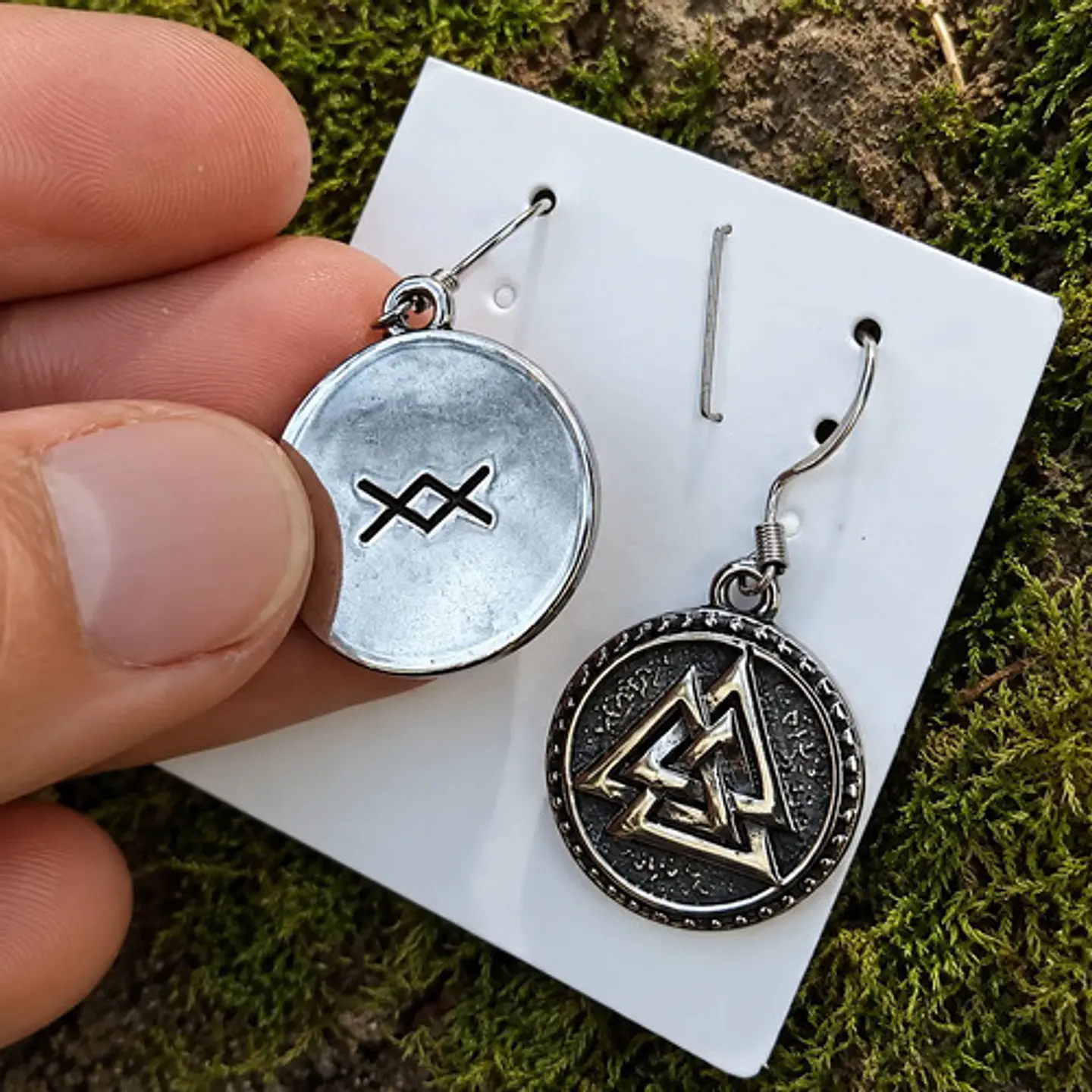 Aretes Para Mujer Pendientes Vikingo Nórdicos Runa Triangulo 3
