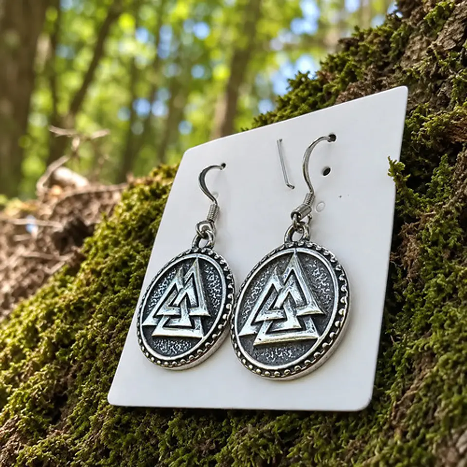 Aretes Para Mujer Pendientes Vikingo Nórdicos Runa Triangulo 4