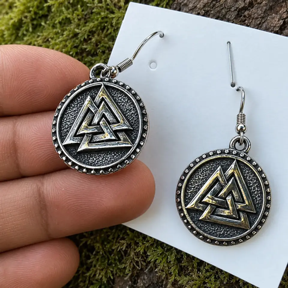 Aretes Para Mujer Pendientes Vikingo Nórdicos Runa Triangulo 9