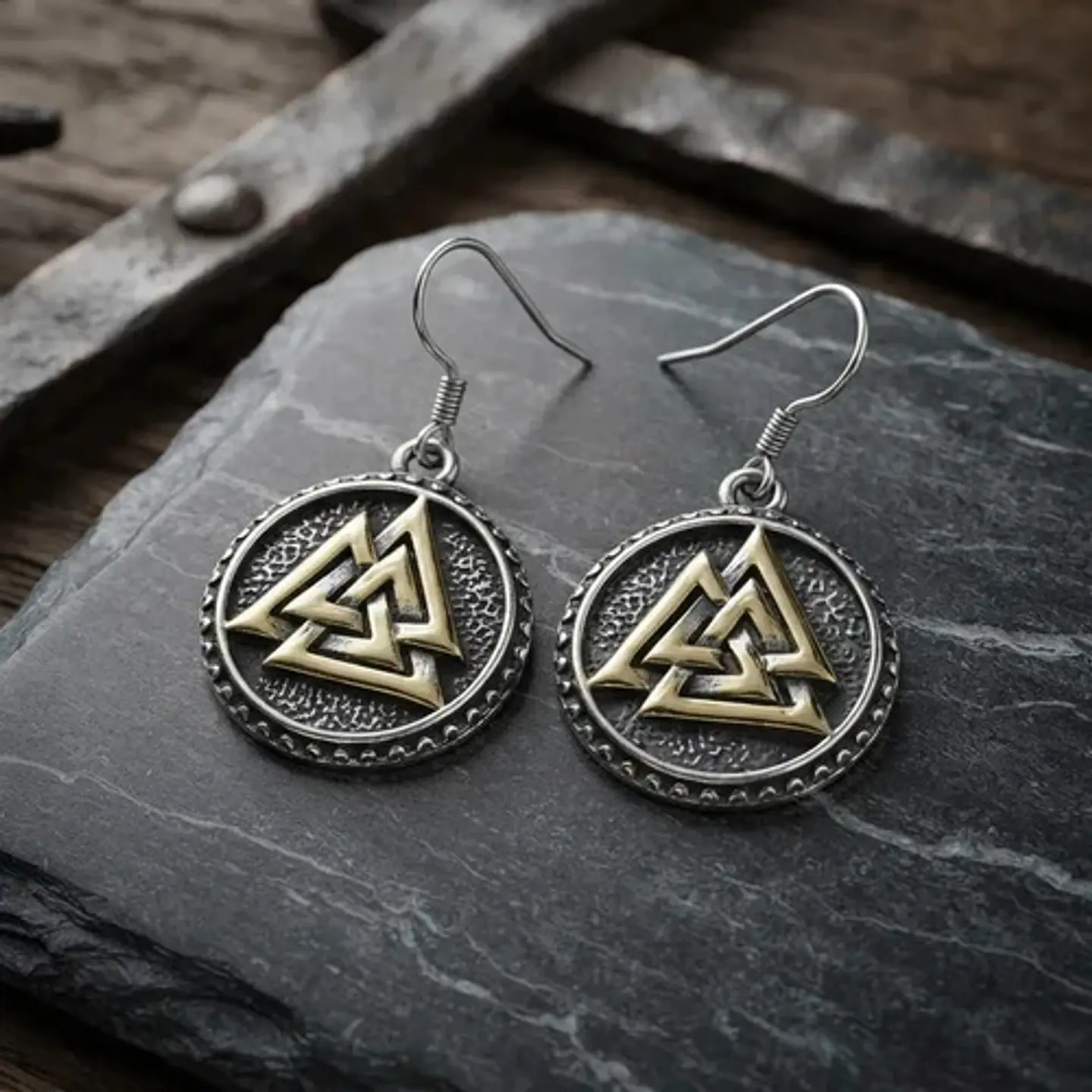 Aretes Para Mujer Pendientes Vikingo Nórdicos Runa Triangulo 10