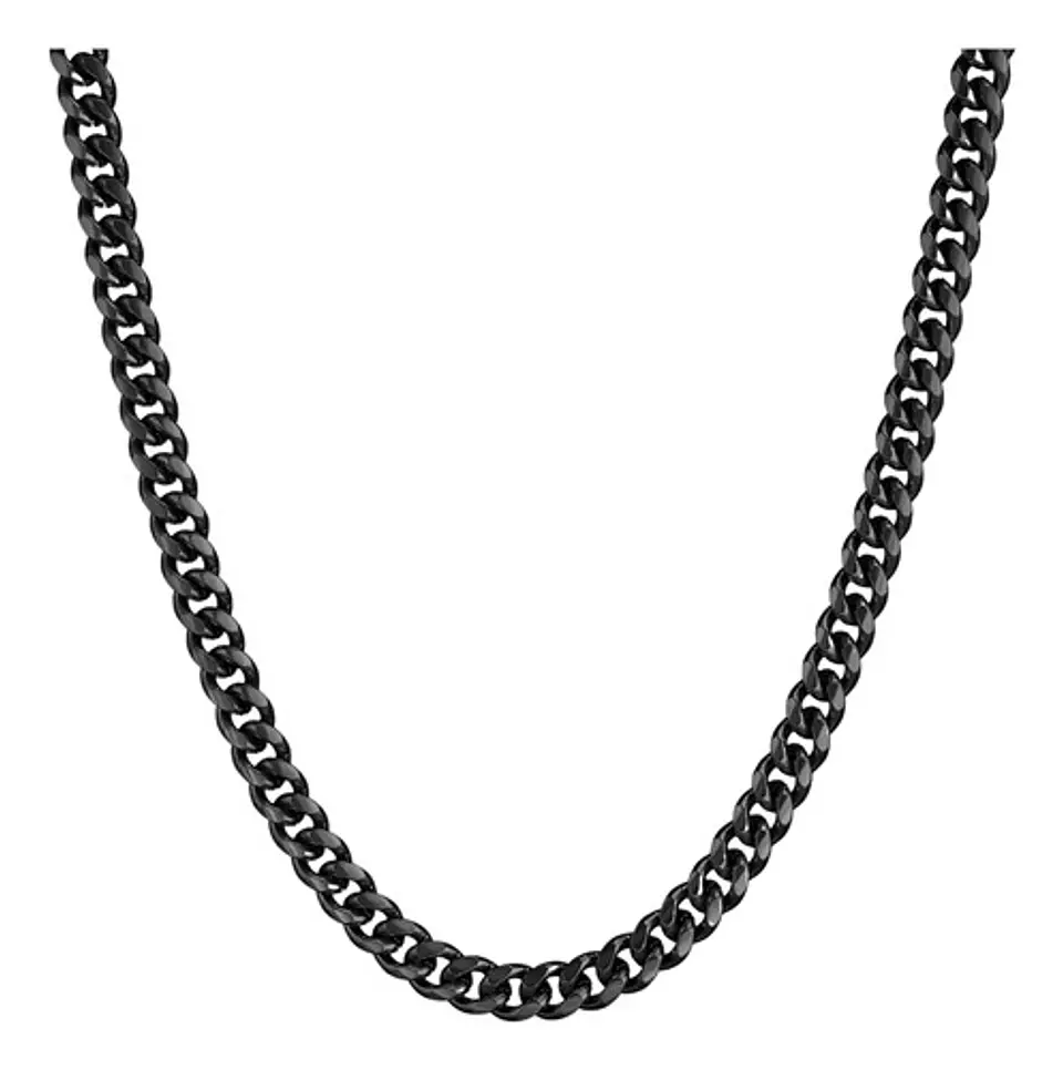 Cadena 7 Mm Color Negro 70 Cm Acero Inoxidable Hombre Mujer 1