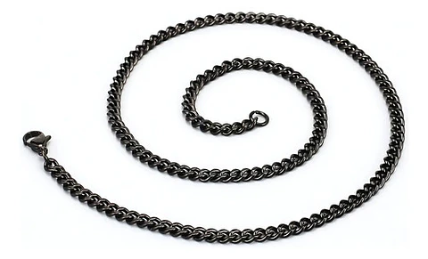 Cadena 7 Mm Color Negro 70 Cm Acero Inoxidable Hombre Mujer