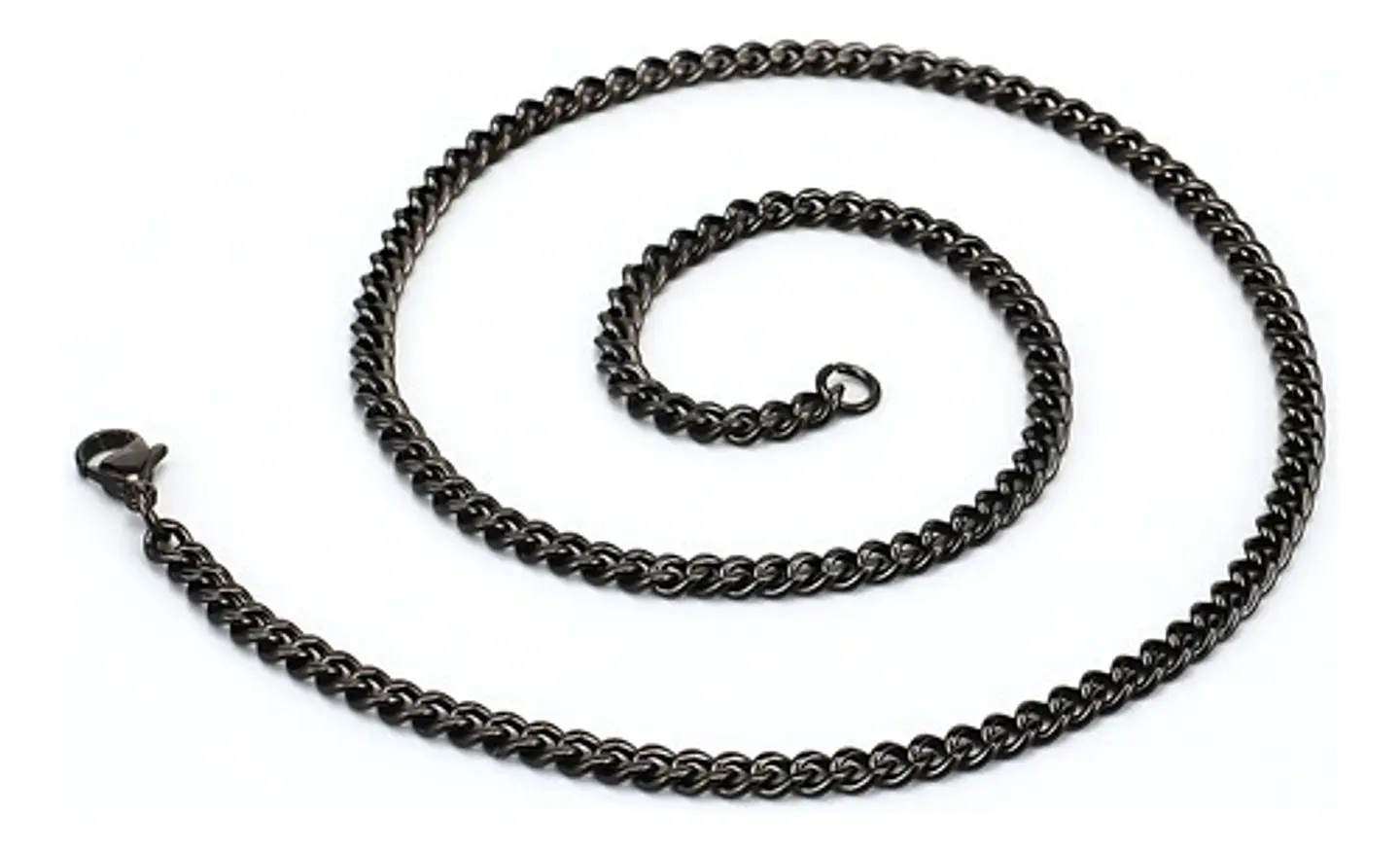Cadena 7 Mm Color Negro 70 Cm Acero Inoxidable Hombre Mujer 2