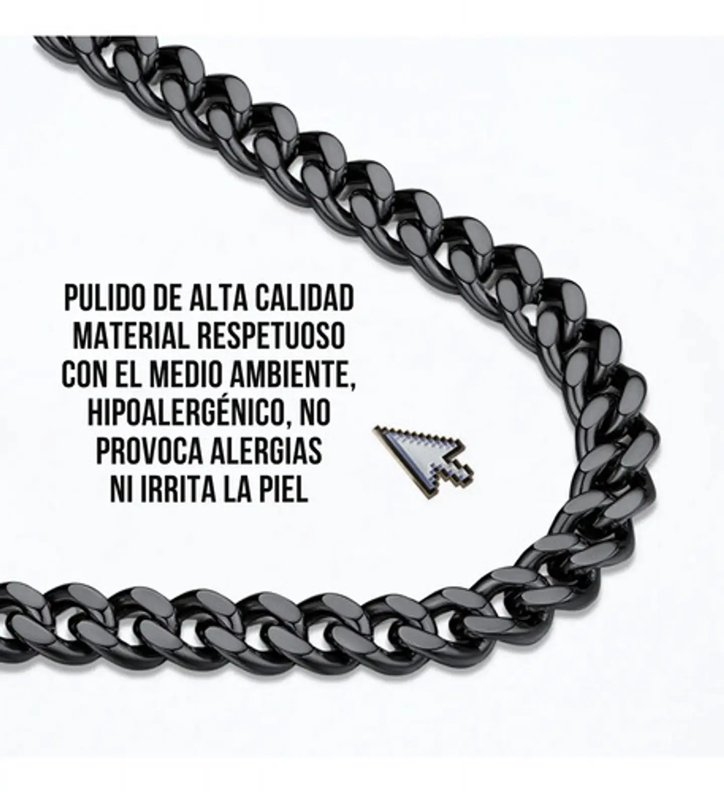 Cadena 7 Mm Color Negro 70 Cm Acero Inoxidable Hombre Mujer 5