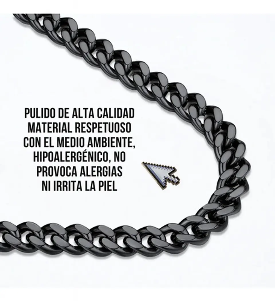 Cadena 7 Mm Color Negro 70 Cm Acero Inoxidable Hombre Mujer 5