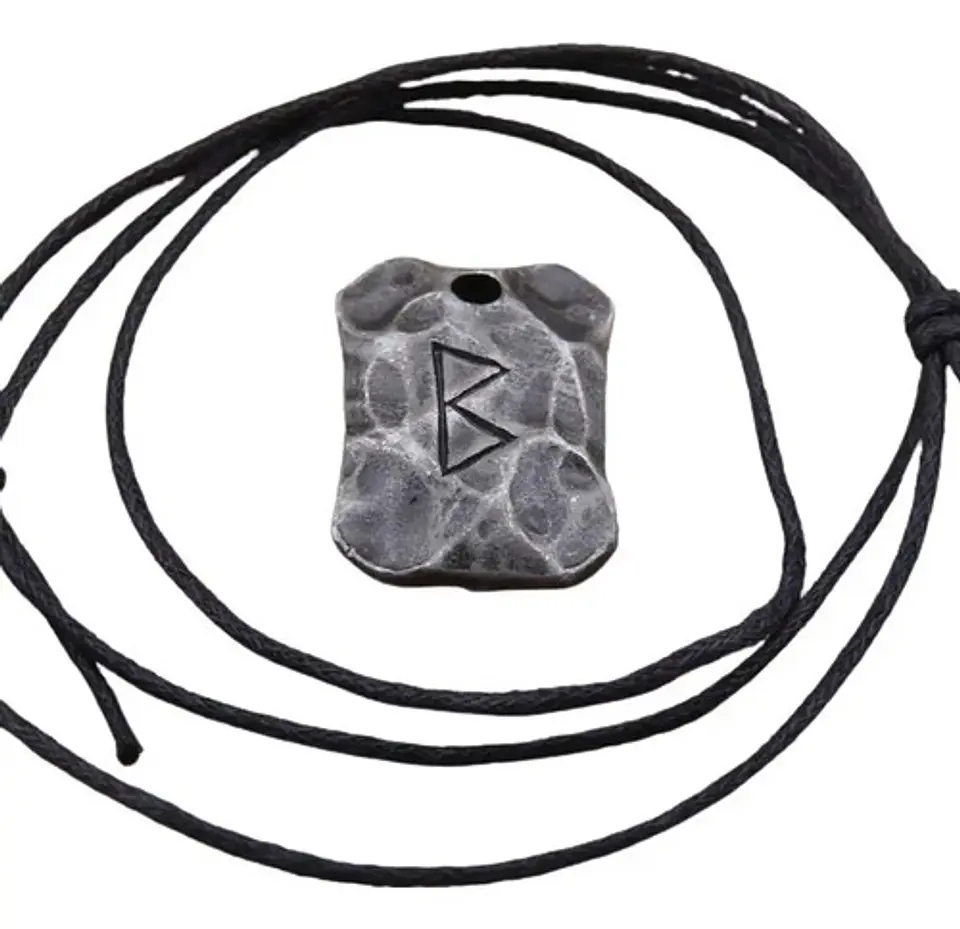 Collar Talismán Runas Hierro Martillado Vikingo Para Hombre  18