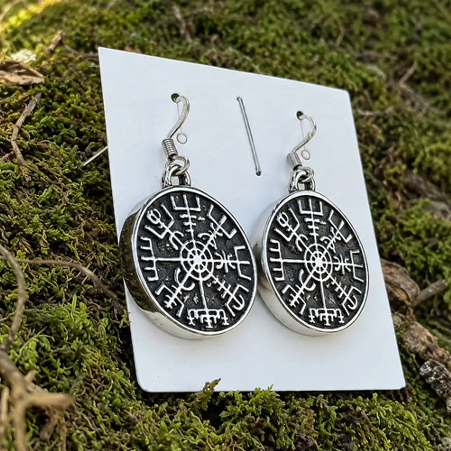 Aretes Vikingos Para Mujer Pendientes Nórdico Runas Brújula 9