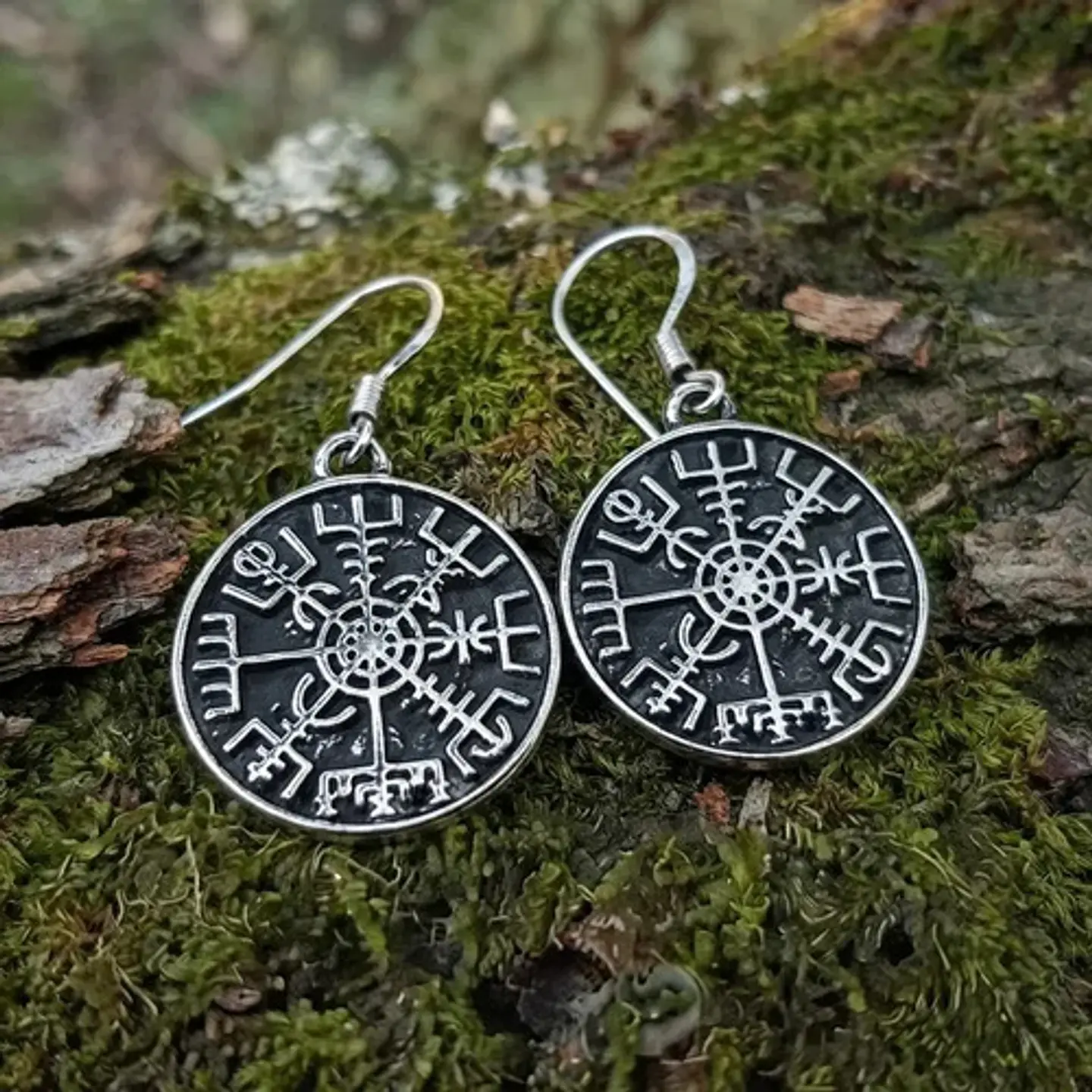 Aretes Vikingos Para Mujer Pendientes Nórdico Runas Brújula 10