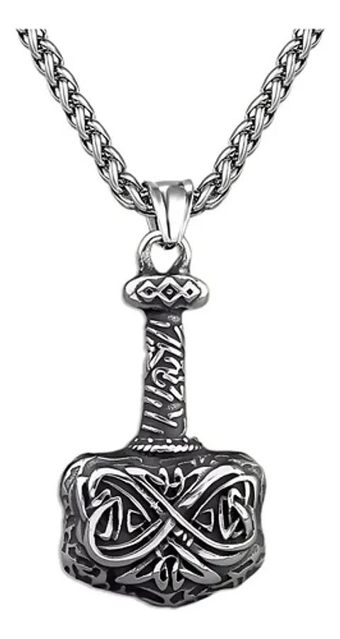 Collar Para Hombre Dije Mjolnir Martillo Thor Vikingo Nordic
