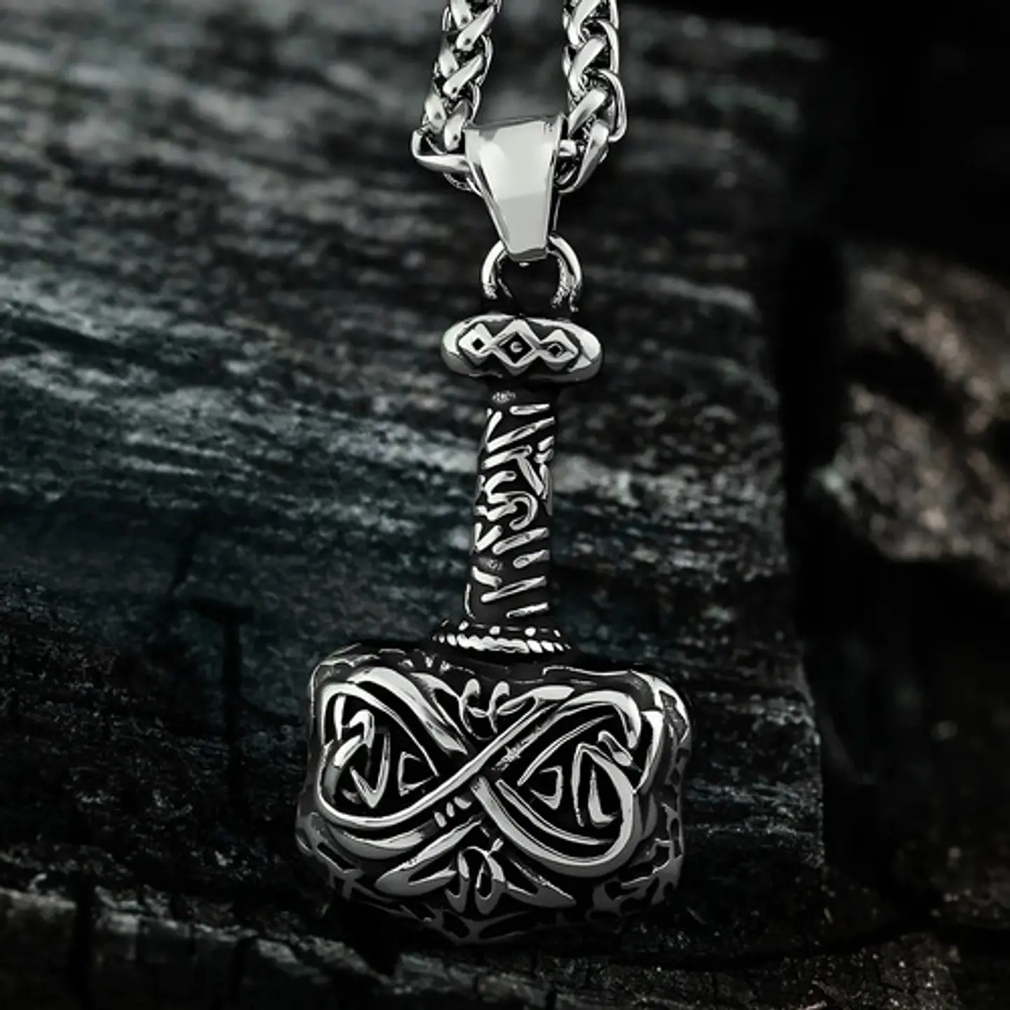 Collar Para Hombre Dije Mjolnir Martillo Thor Vikingo Nordic 4