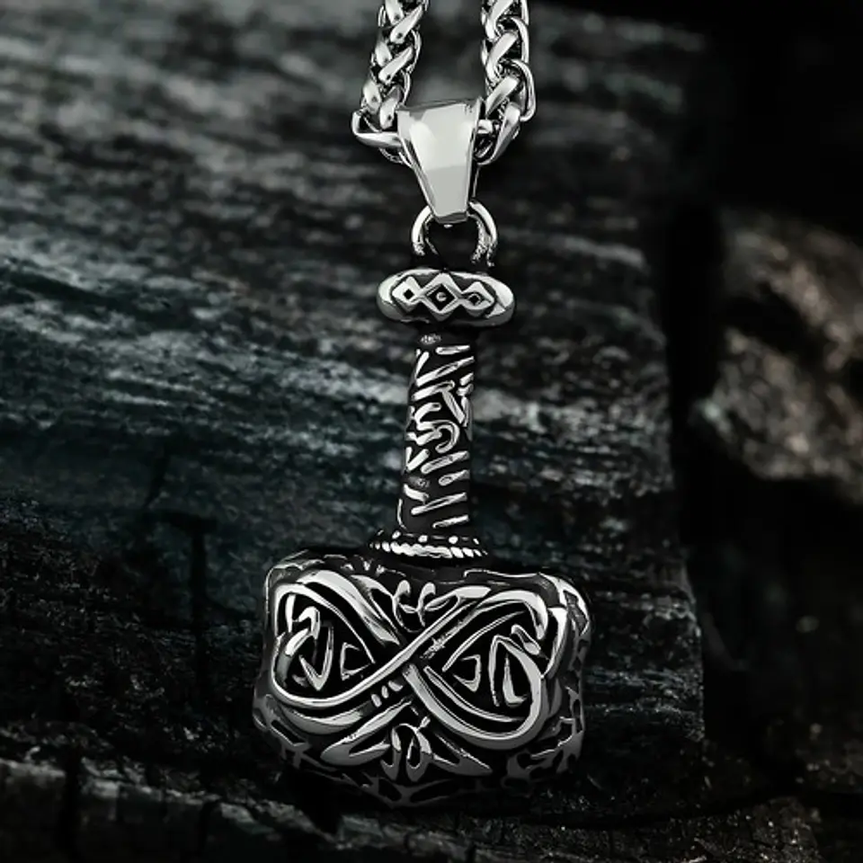 Collar Para Hombre Dije Mjolnir Martillo Thor Vikingo Nordic 4