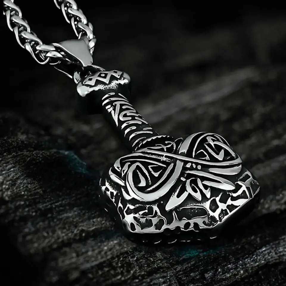 Collar Para Hombre Dije Mjolnir Martillo Thor Vikingo Nordic 6