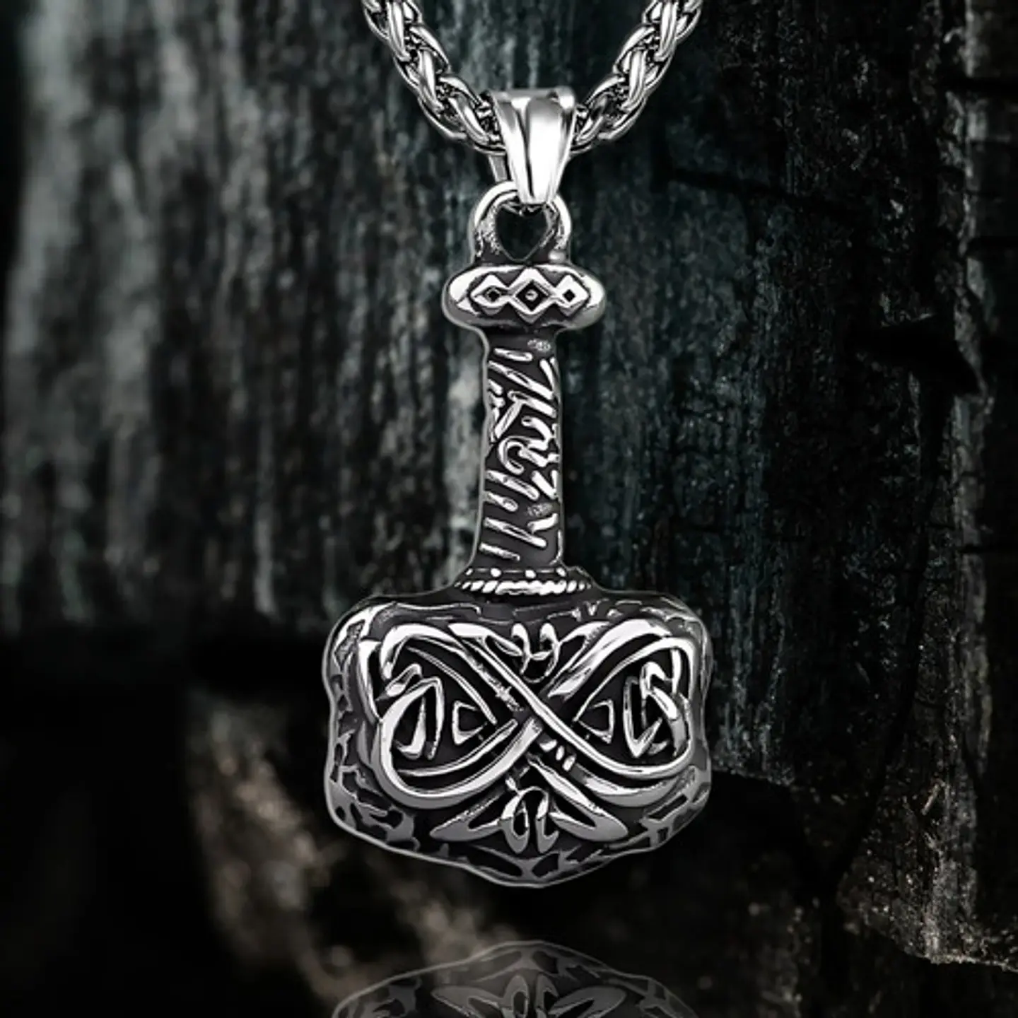 Collar Para Hombre Dije Mjolnir Martillo Thor Vikingo Nordic 7