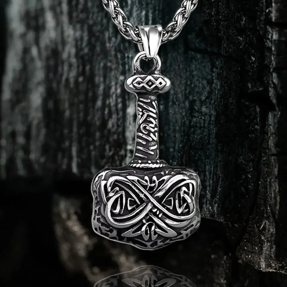 Collar Para Hombre Dije Mjolnir Martillo Thor Vikingo Nordic 7
