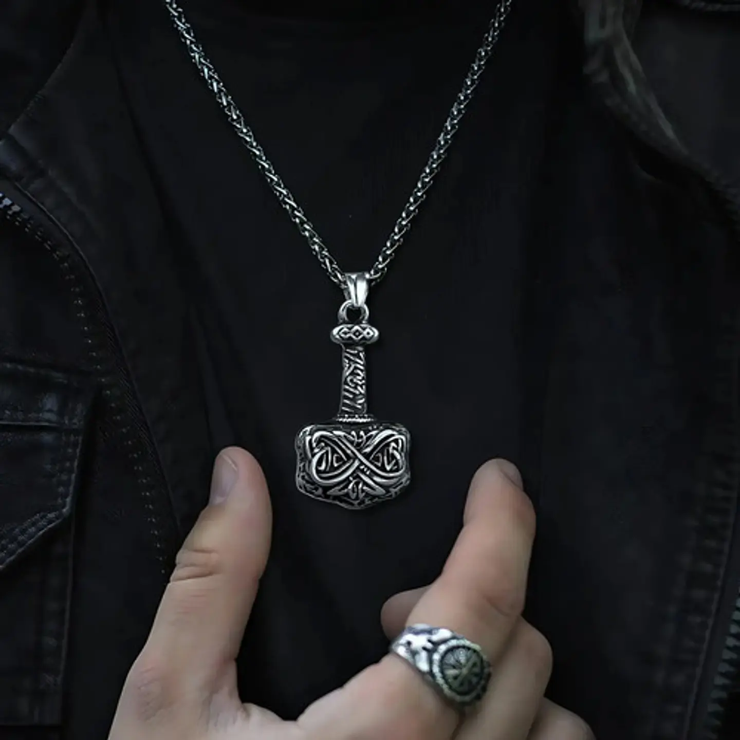 Collar Para Hombre Dije Mjolnir Martillo Thor Vikingo Nordic 10