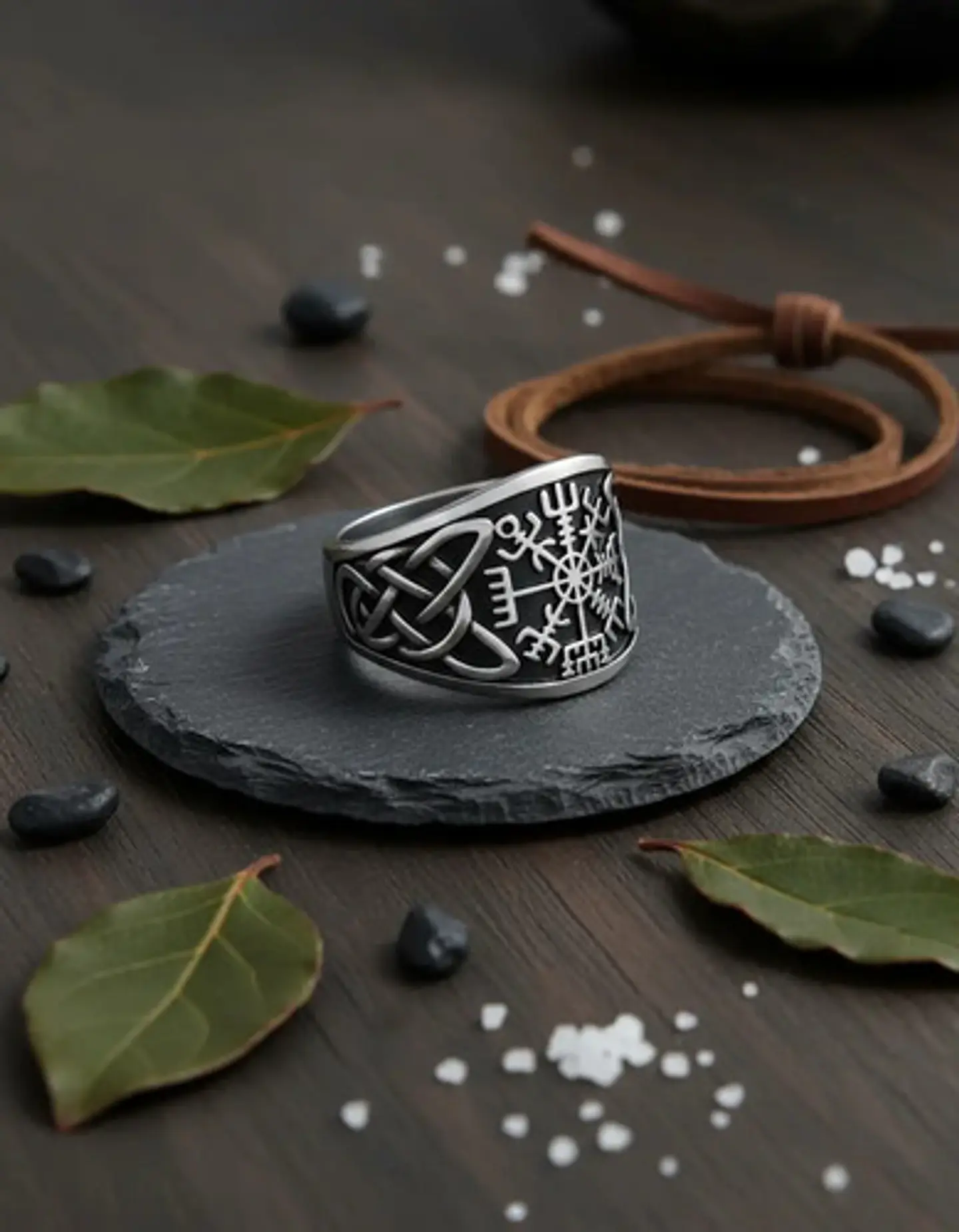 Anillo Para Hombres Vikingo Vegvisir De Acero Color Plata 4