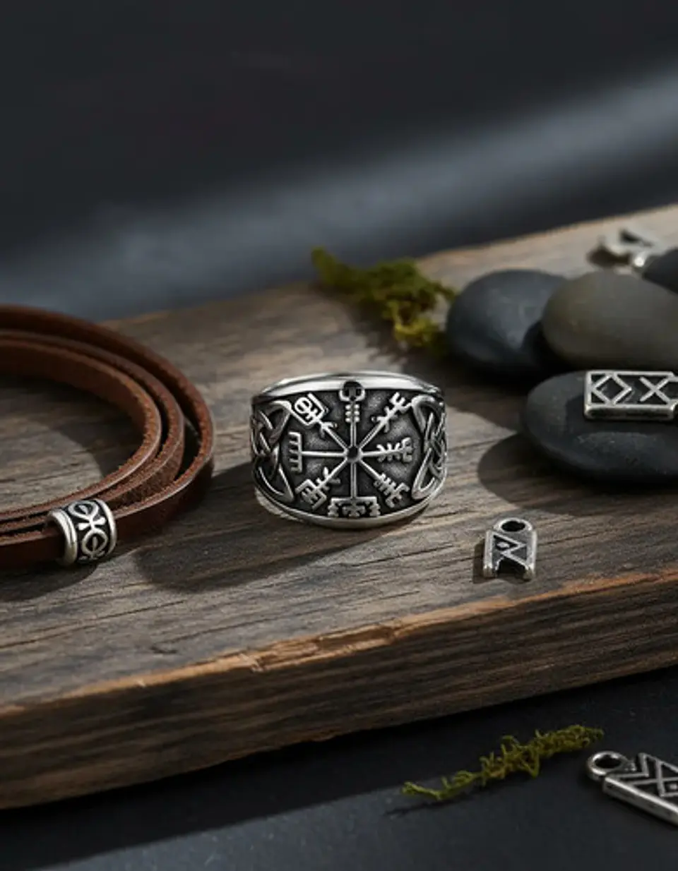 Anillo Para Hombres Vikingo Vegvisir De Acero Color Plata 6