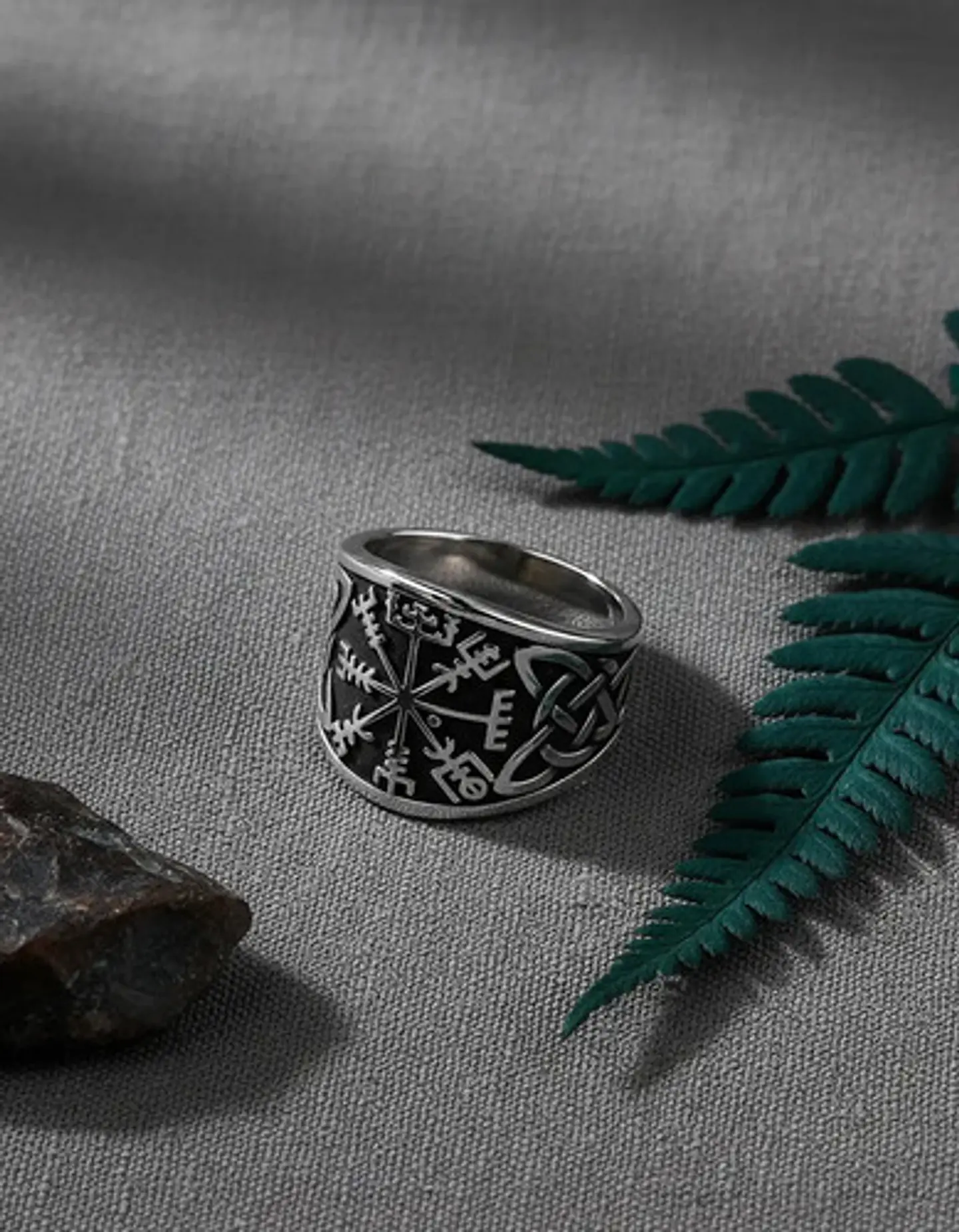 Anillo Para Hombres Vikingo Vegvisir De Acero Color Plata 8