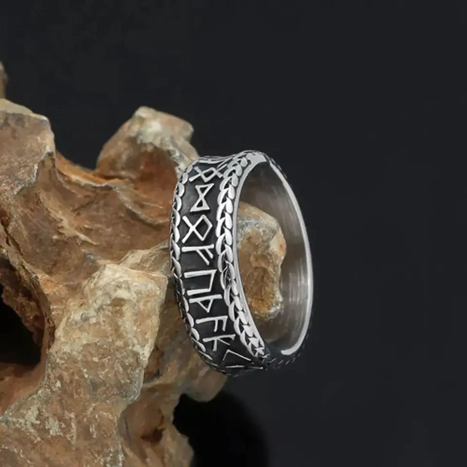 Anillo Valknut Vikingo Runas Acero Nórdico Inoxidable Hombre 6
