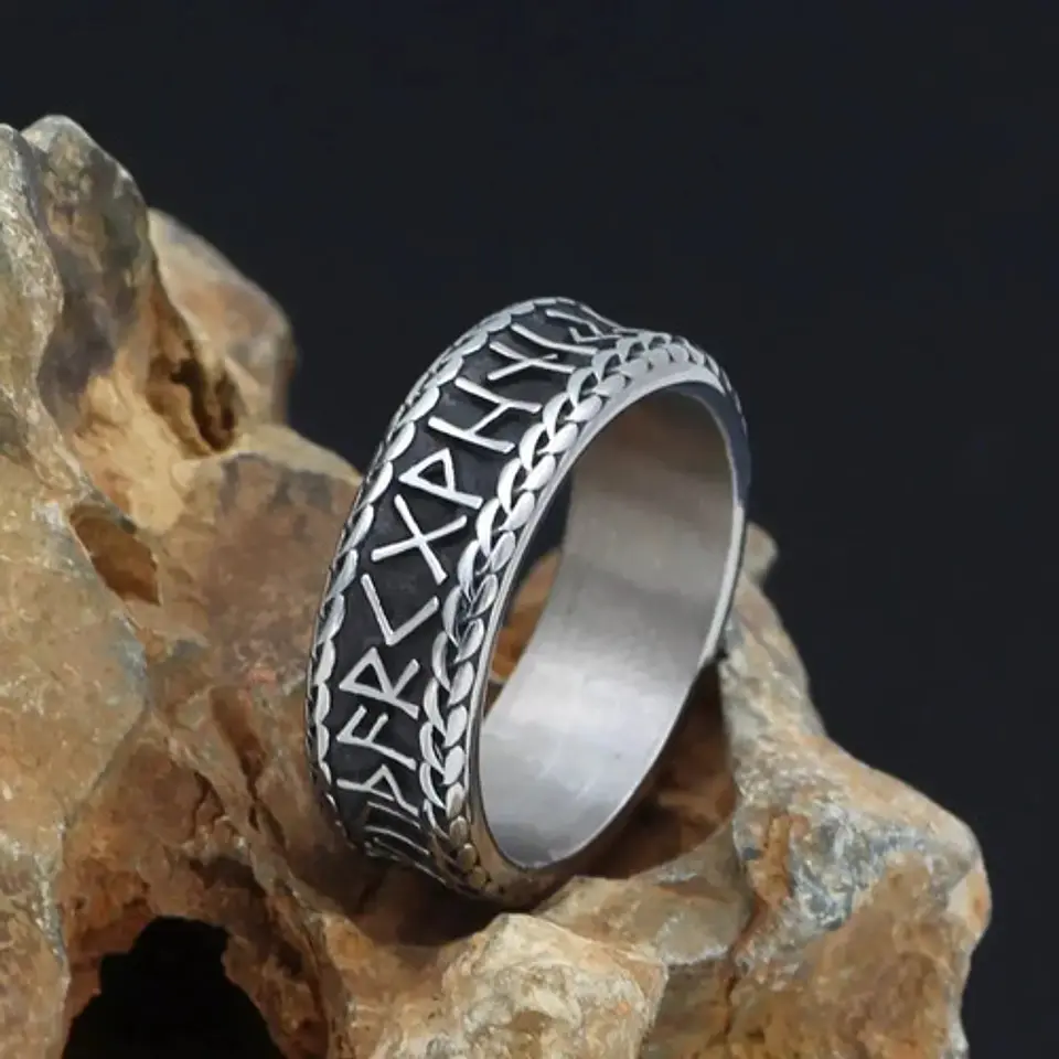 Anillo Valknut Vikingo Runas Acero Nórdico Inoxidable Hombre 7