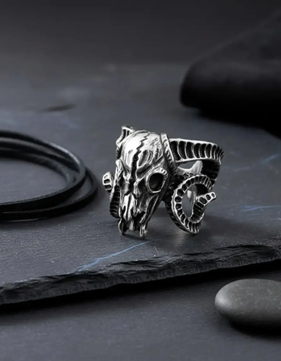 Anillo Hombre Cráneo Carnero Cabra Calaver Acero Color Plata 6