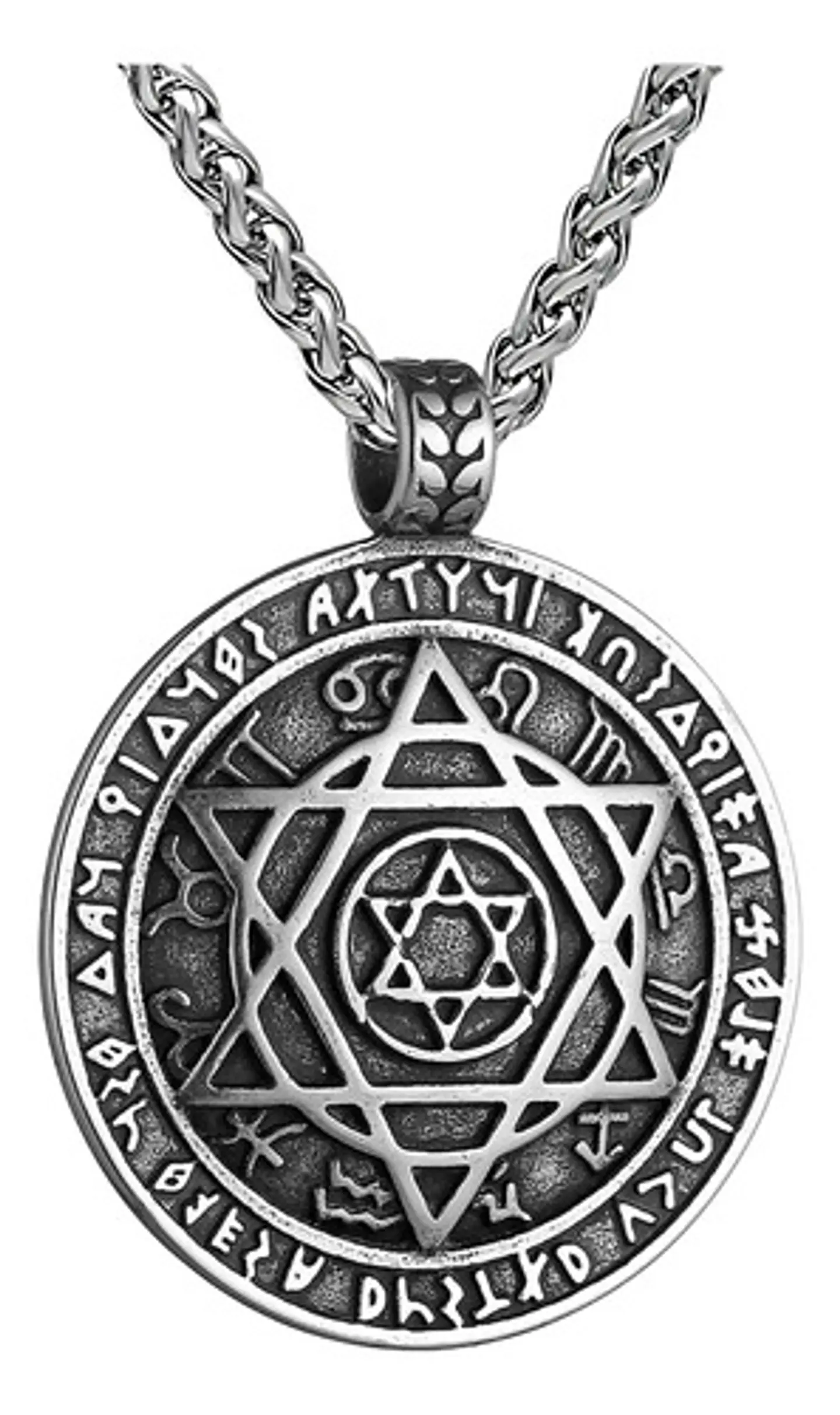 Collar Acero Inoxidable Color Plata Estrella David Hombre 1