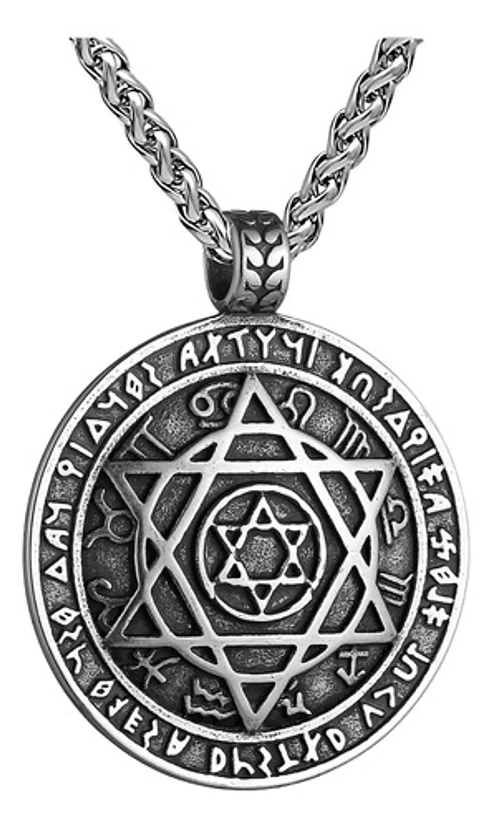 Collar Acero Inoxidable Color Plata Estrella David Hombre 1