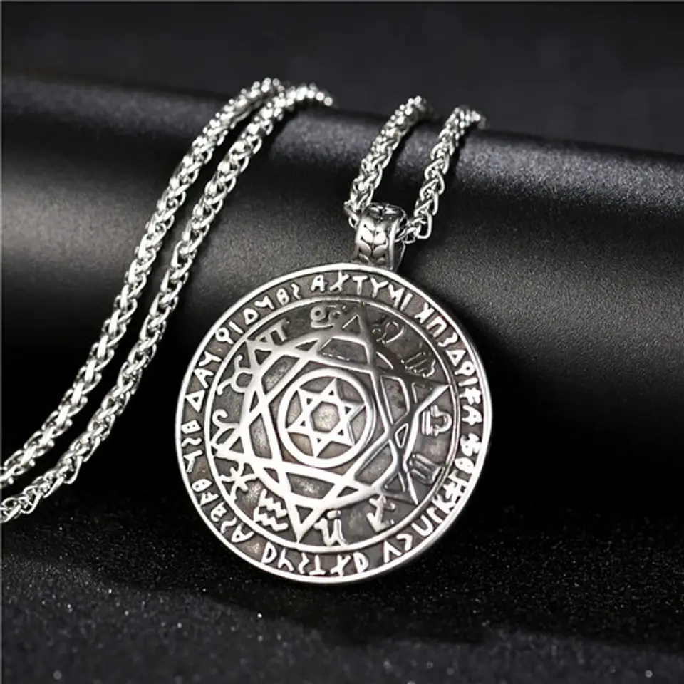 Collar Acero Inoxidable Color Plata Estrella David Hombre 6