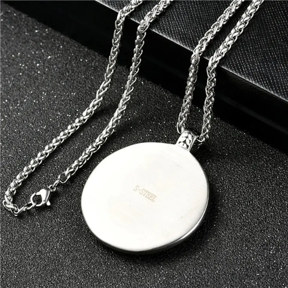 Collar Acero Inoxidable Color Plata Estrella David Hombre 8