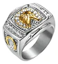 Anillo Color Plata Piedras Caballo Acero Inoxidable Hombre - Miniatura 1