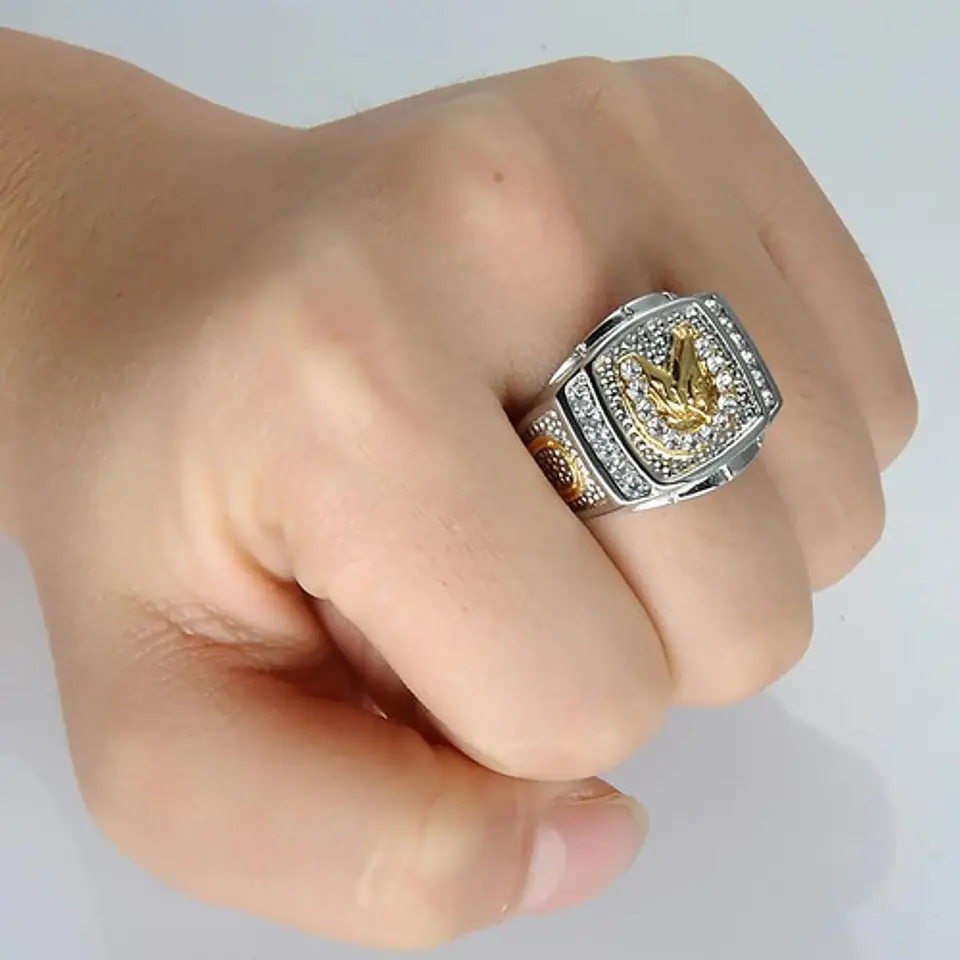 Anillo Color Plata Piedras Caballo Acero Inoxidable Hombre 6
