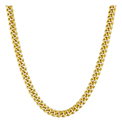 Cadena 60 Cm Acero Inoxidable Cubana Color Oro 7 Mm Hombre