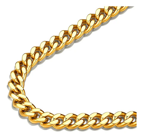 Cadena 60 Cm Acero Inoxidable Cubana Color Oro 7 Mm Hombre
