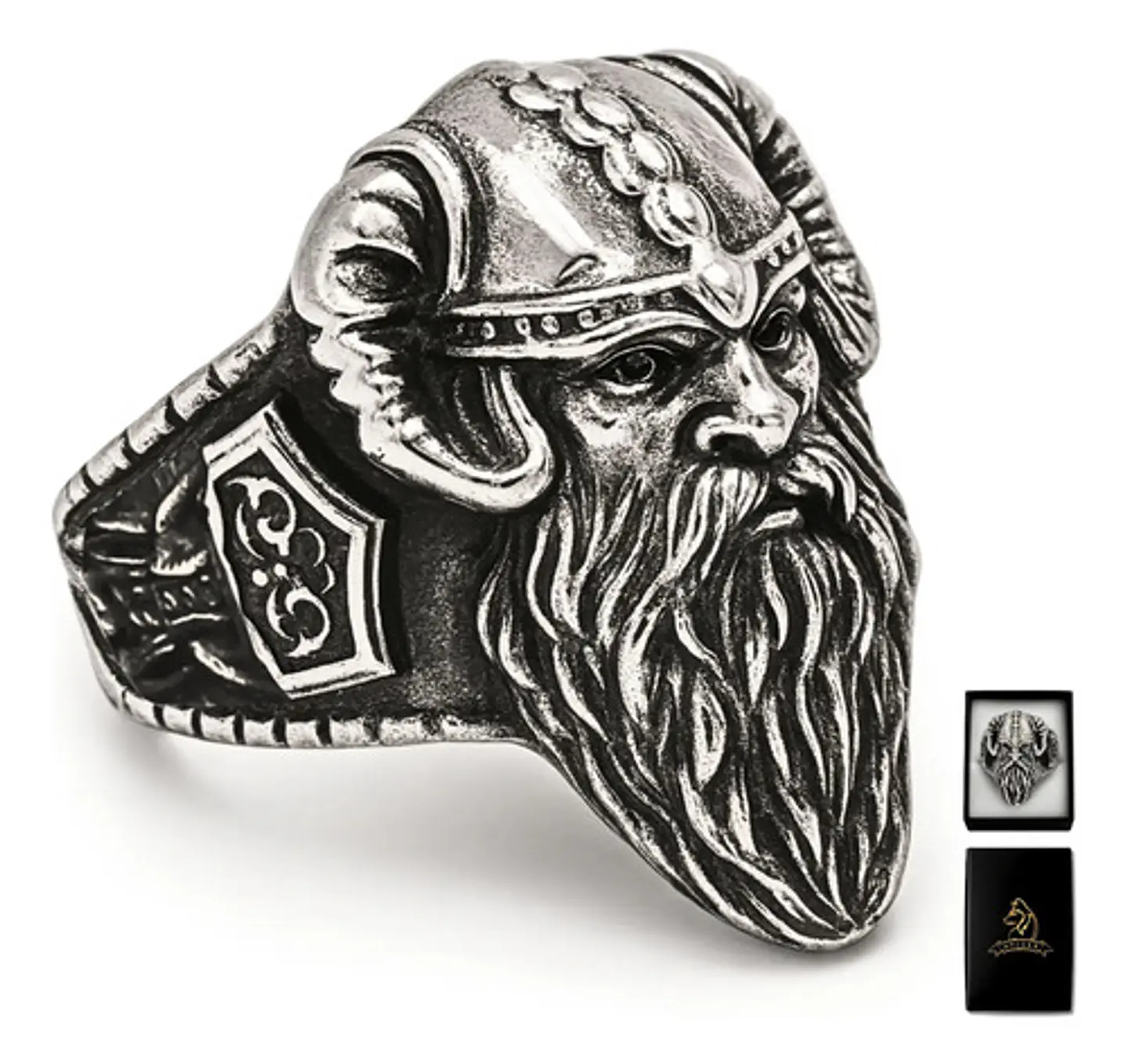 Anillo De Acero Para Hombre Odin Valknut Vikingo Mjolnir 1