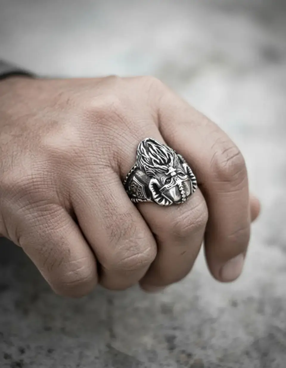 Anillo De Acero Para Hombre Odin Valknut Vikingo Mjolnir 3