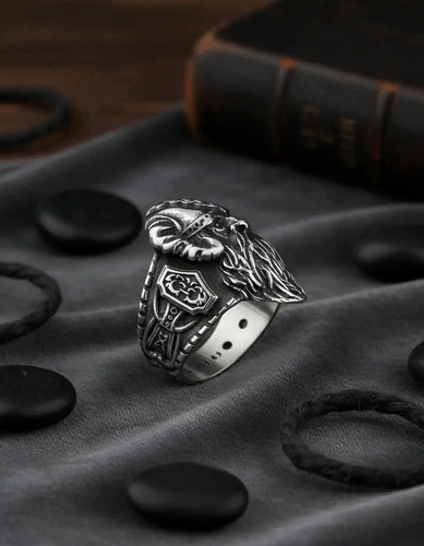 Anillo De Acero Para Hombre Odin Valknut Vikingo Mjolnir 7